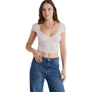 Abound Smocked Capped Sleeve Crop Top